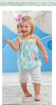 Mud Pie Under the Sea Fish Beach Pool Tunic Girls Pants Set Outfit New