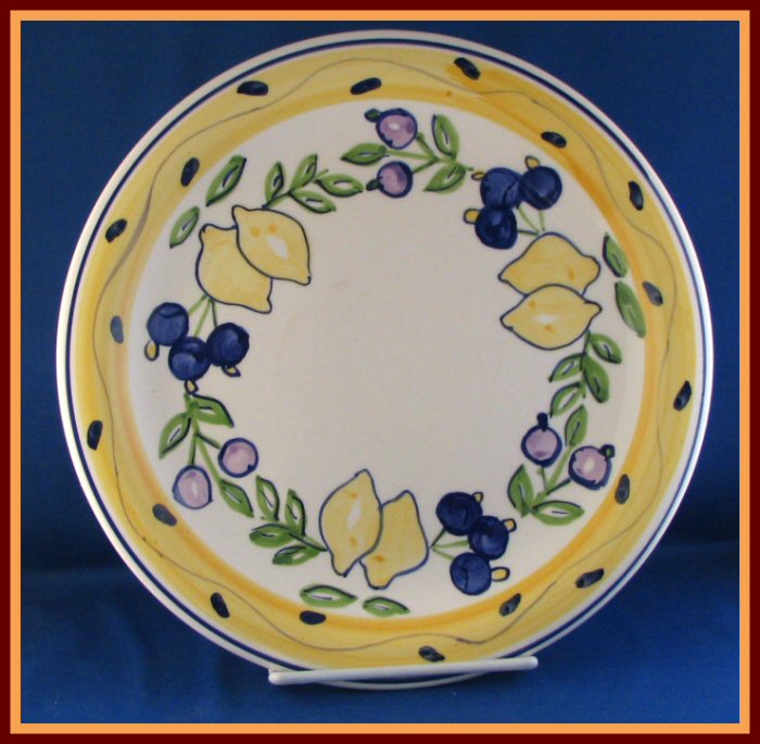 Belagio China Dinner Plate Yellow Lemons Blue Purple  