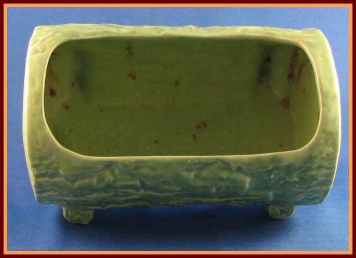 Vintage Ceramic Log Planter Green Realistic 6-1/4